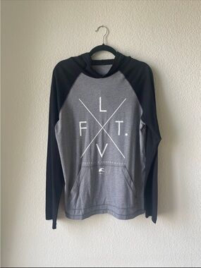 Men's Gray & Black Livefit Long-Sleeve Hoodie Shirt